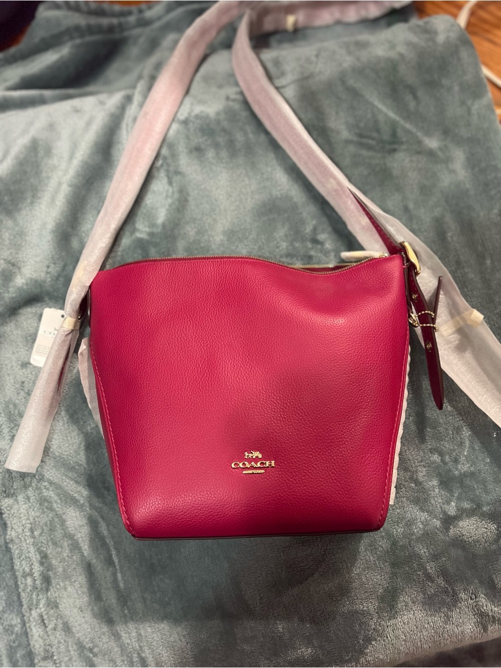 NWT/Coach Pebbled Leather Crossbody in Fuchsia